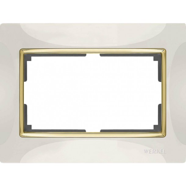 Рамка Snabb для двойной розетки слоновая кость/золото WL03-Frame-01-DBL-ivory/GD 4690389083853