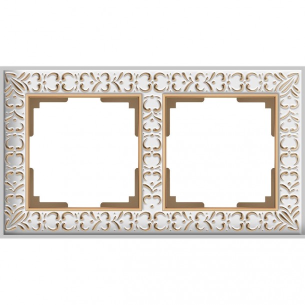 Рамка Antik на 2 поста белое золото WL07-Frame-01 4690389099182