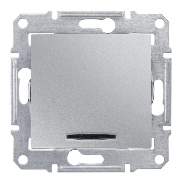 Выключатель кнопочный с синей подсветкой Schneider Electric Sedna 10A 250V SDN1600160