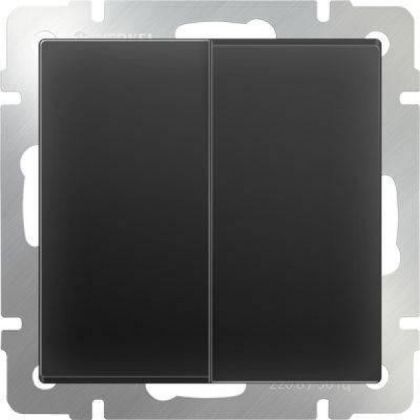 Выключатель двухклавишный проходной черный матовый WL08-SW-2G-2W 4690389054167